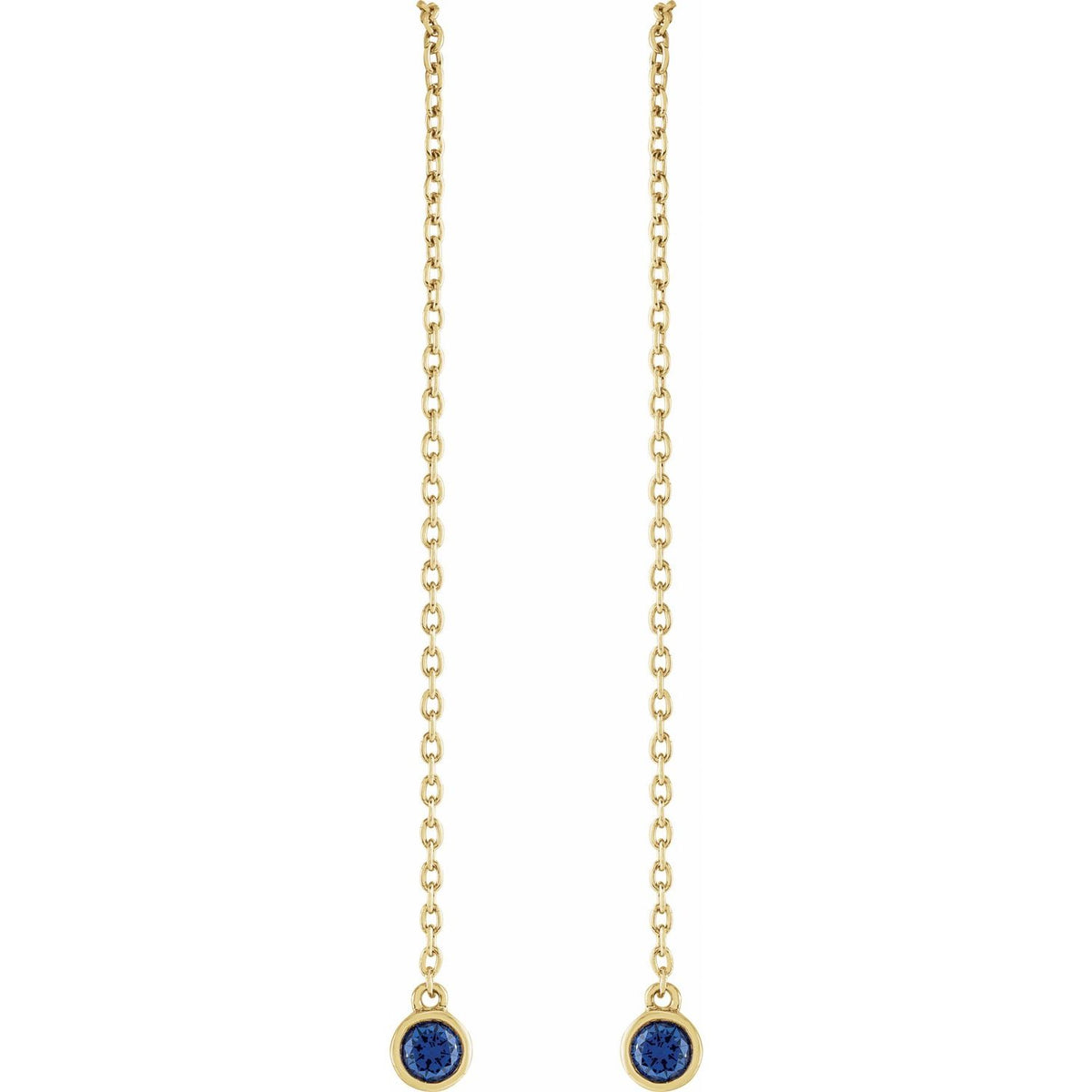 14K White Gold Natural Ruby Chain Earrings