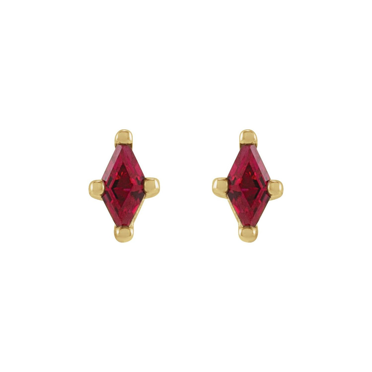 14K Yellow Gold 4x2 mm Lab-Grown Ruby Earrings