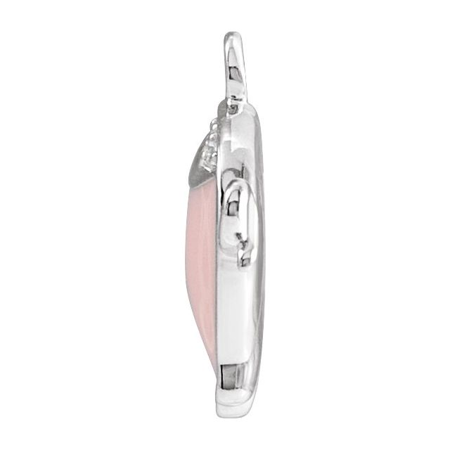 Petite Pavé® .02 CTW Natural Diamond Pink Enamel Pig Dangle