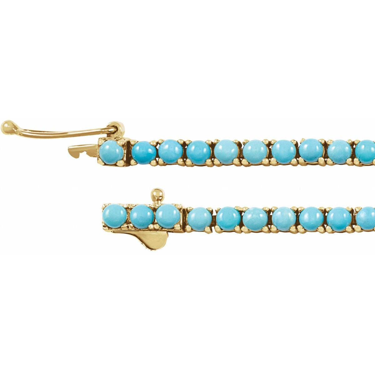 14K Yellow Gold Natural Turquoise Line 7 1/2" Bracelet