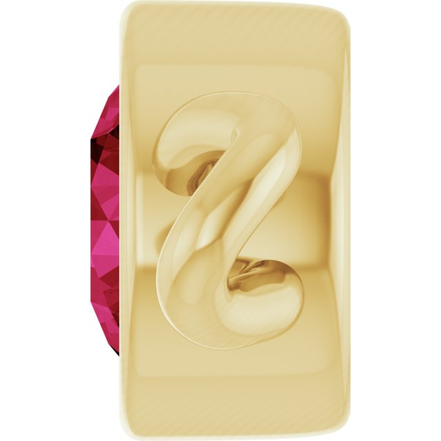 Lab-Grown Ruby Bezel-Set Link, 4 mm x 7.99 mm