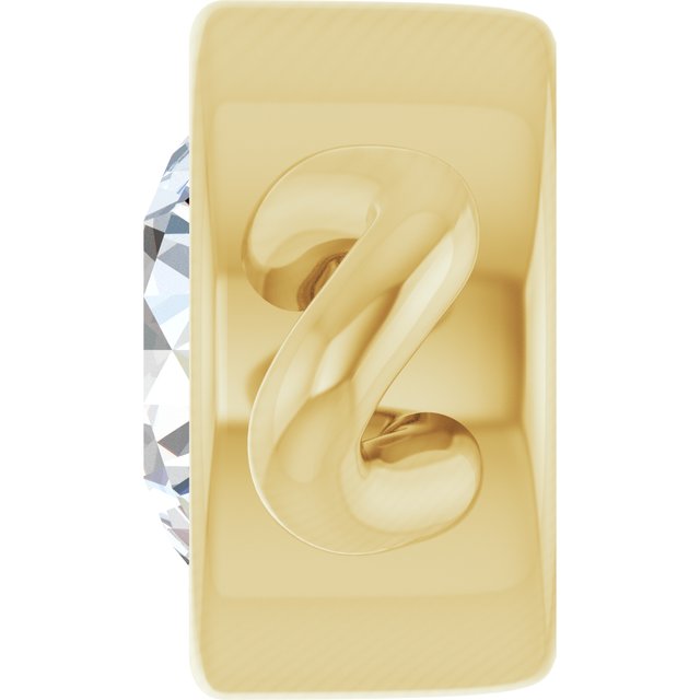 Natural White Sapphire Bezel-Set Link, 4 mm x 7.99 mm