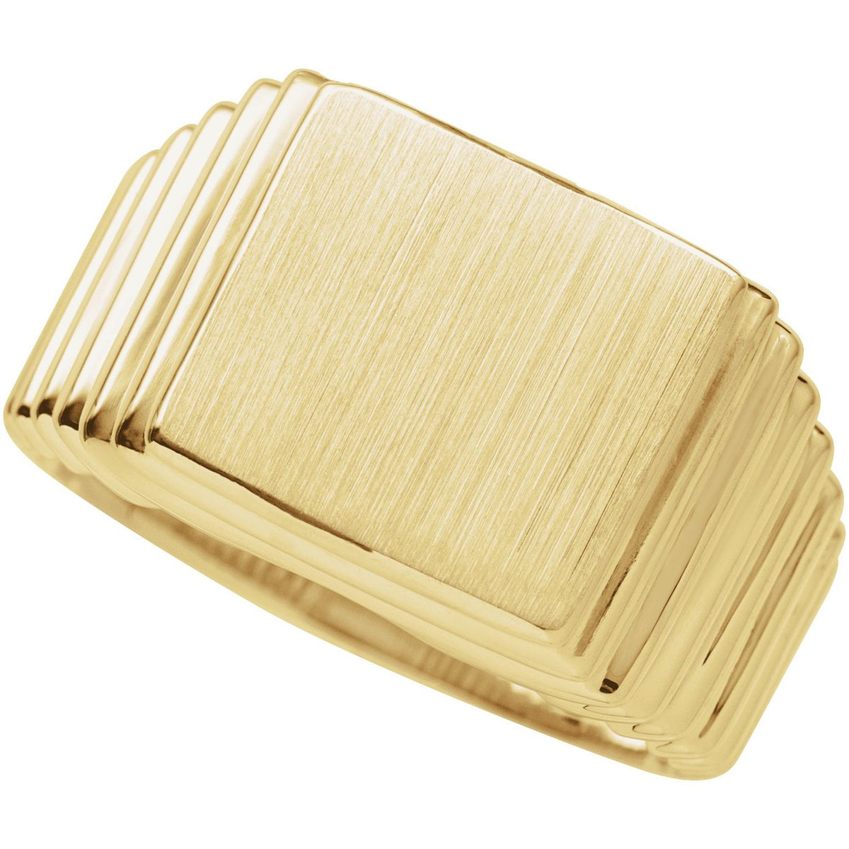 14K Yellow Gold 14x13 mm Rectangle Signet Ring
