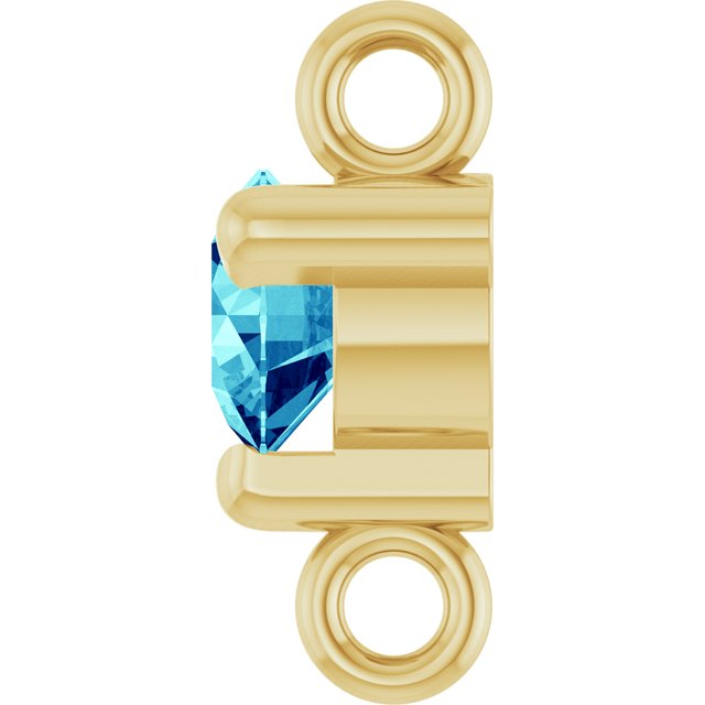 Petite Pavé® Natural Blue Zircon Link, 4 mm x 7.25 mm, Solitaire