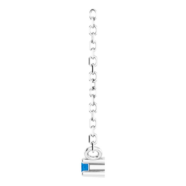 Sterling Silver Natural Blue Sapphire Bar 16" Necklace