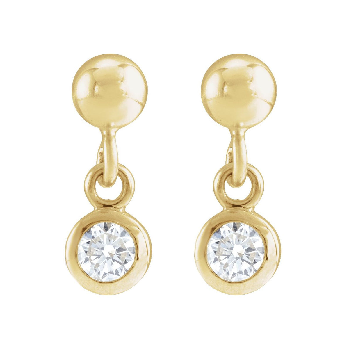 14K Yellow Gold Natural Peridot Bezel-Set Earrings