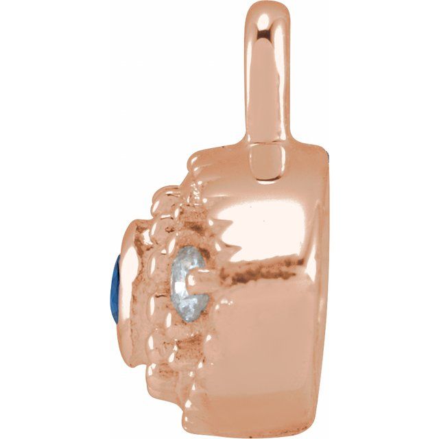 Petite Pavé® Natural Blue Sapphire & .01 CTW Natural Diamond Evil Eye Dangle, 5.8 mm x 7 mm