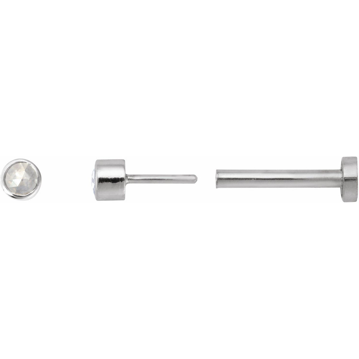 14K White Gold .03 CT Rose-Cut Natural Diamond Stud Earring