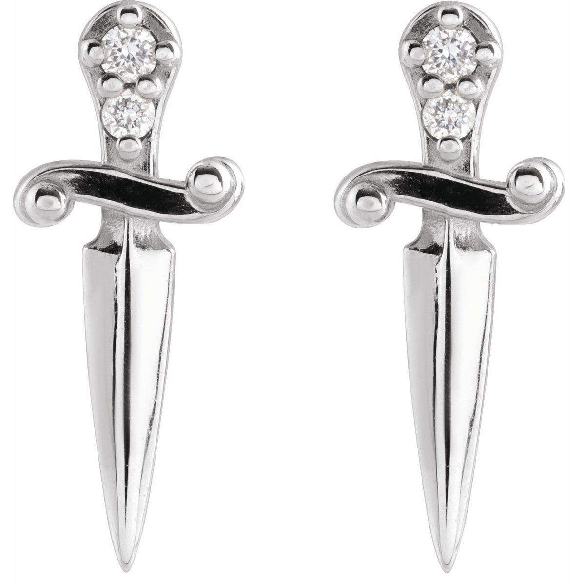 .025 CTW Natural Diamond Dagger Earrings