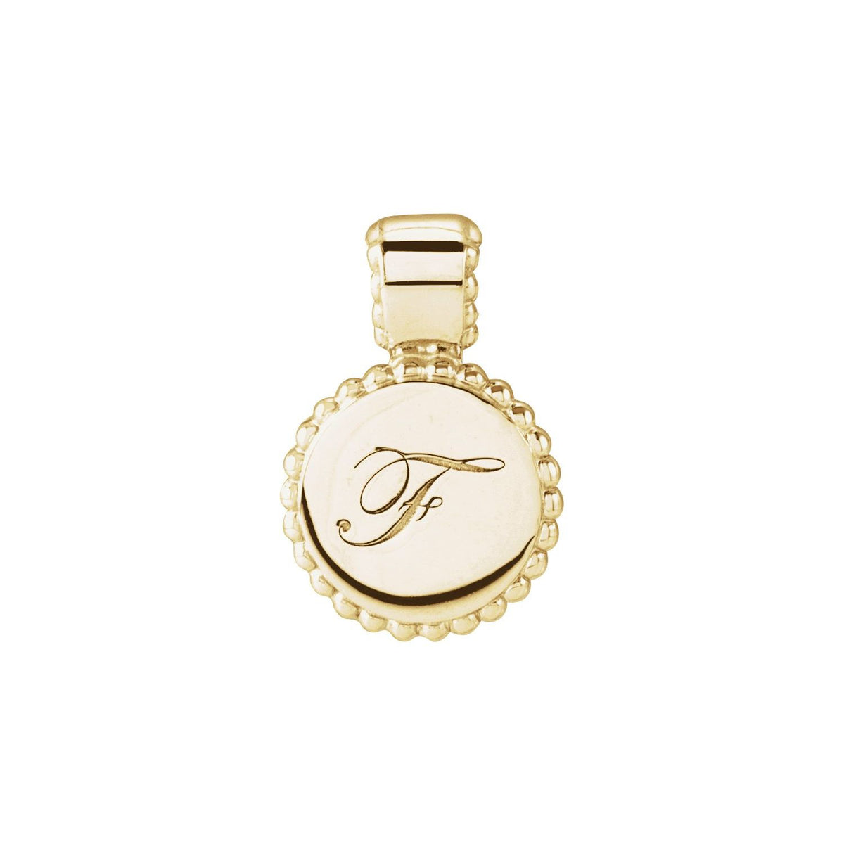 14K Yellow Gold Engravable Beaded Disc Pendant