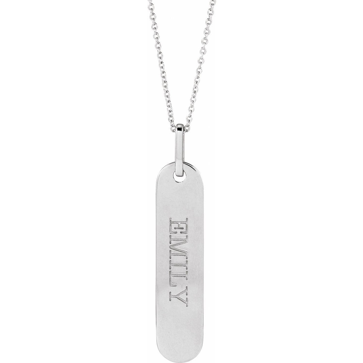 Sterling Silver Engravable Bar 16-18" Necklace, 39 x 8 mm