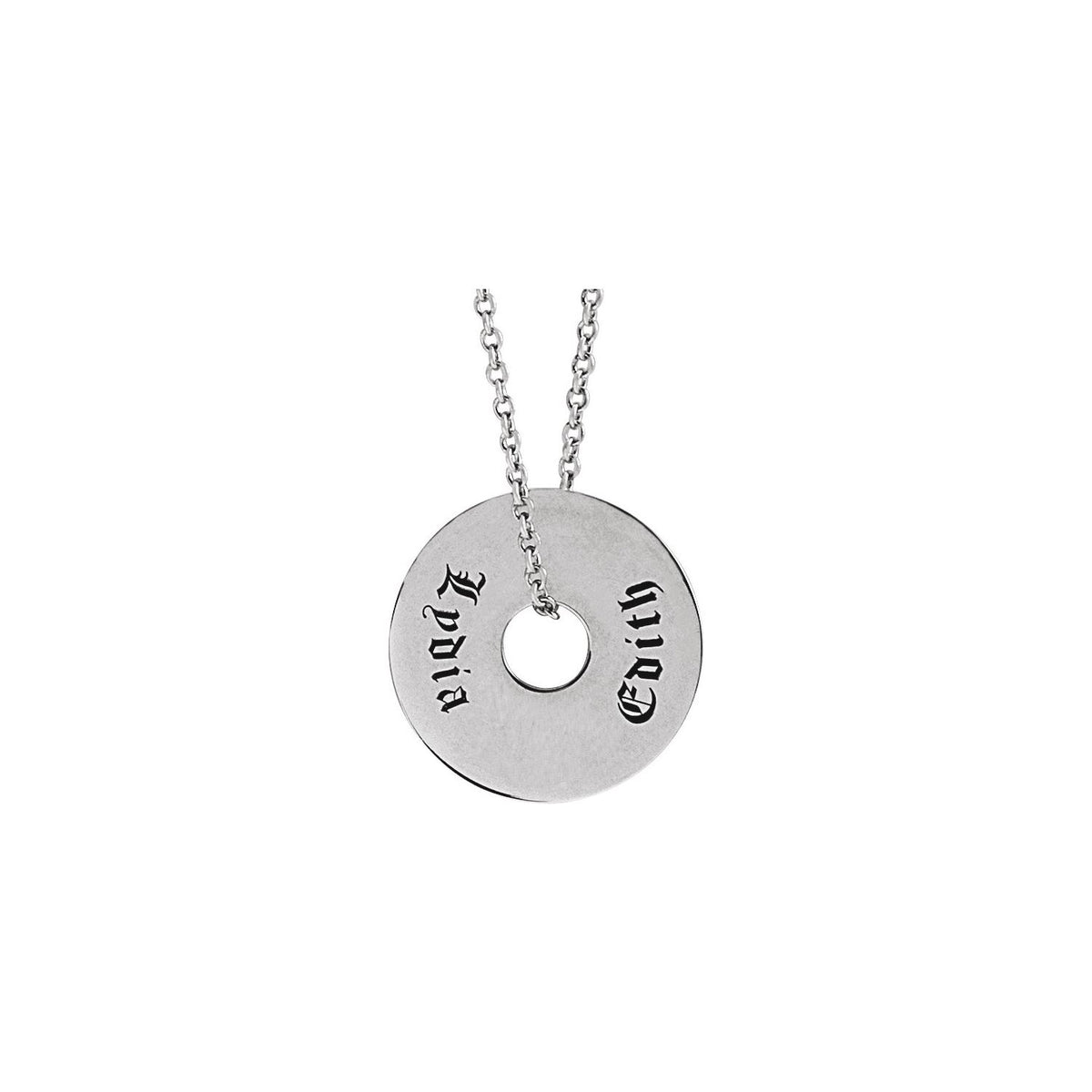 Sterling Silver Engravable Washer 16-18" Necklace