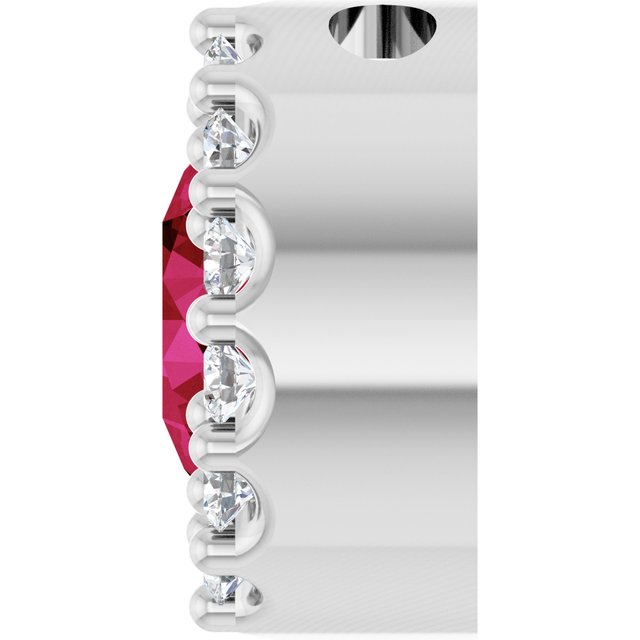 Lab-Grown Ruby & 1/10 CTW Natural Diamond Halo-Style Pendant