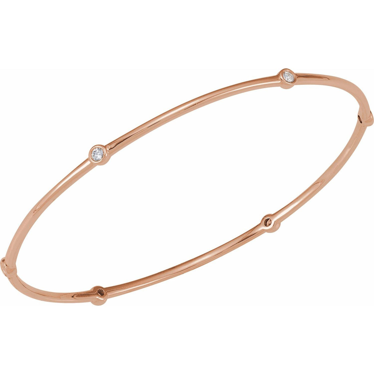 1/4 CTW Natural Diamond Bezel-Set Bangle 8" Bracelet