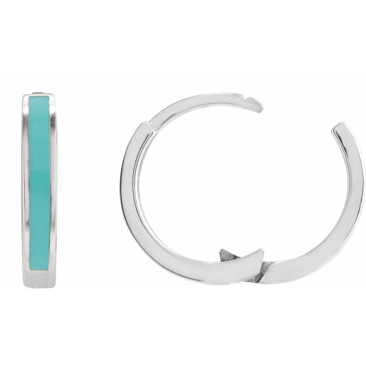 Turquoise Enamel Hinged Hoop Earrings