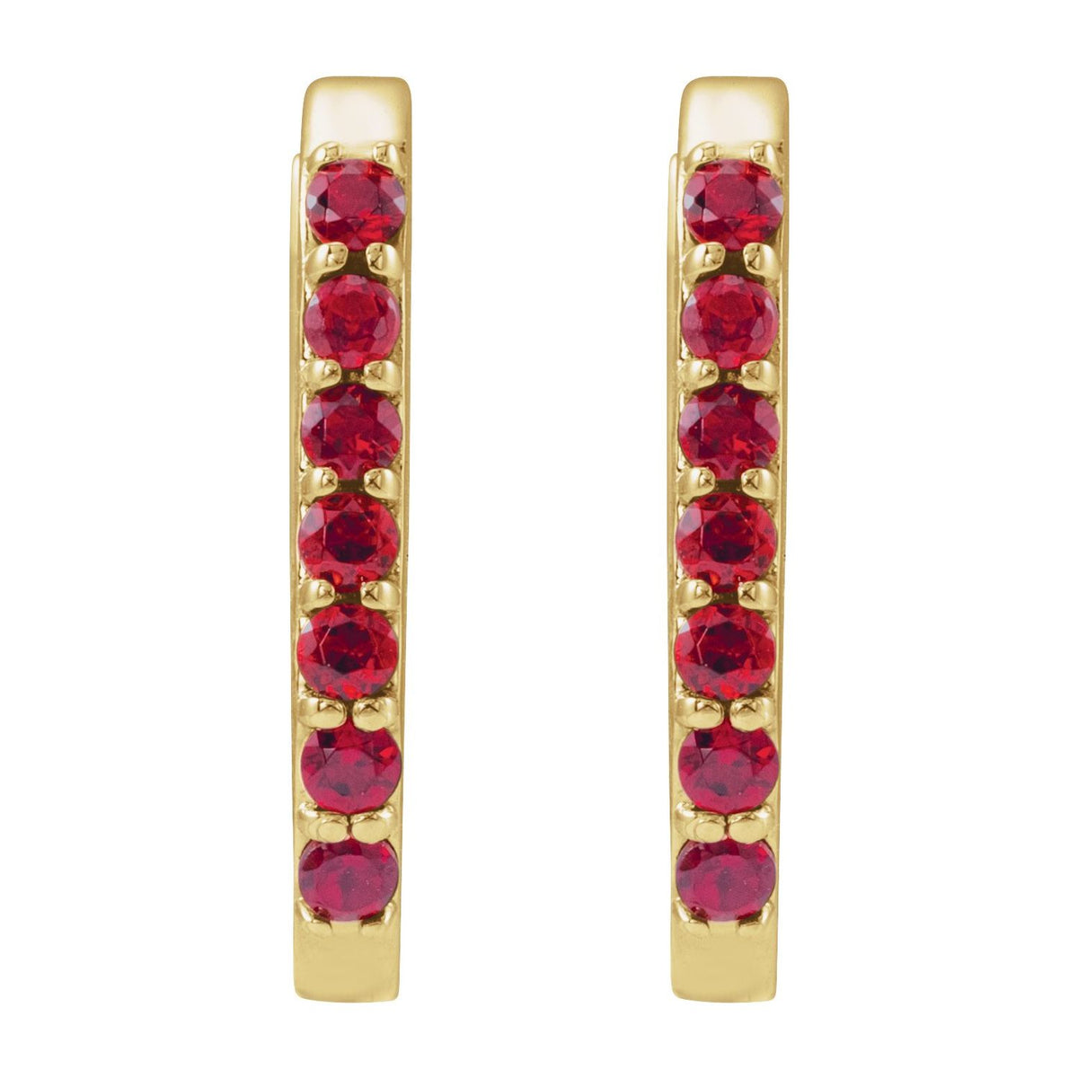 14K Yellow Gold Lab-Grown Ruby Hoop Earrings