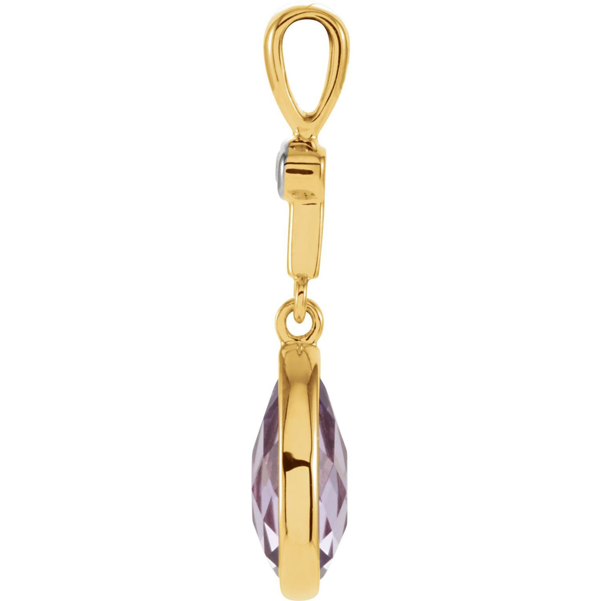 14K Yellow Gold Natural Amethyst & .015 CT Natural Diamond Pendant
