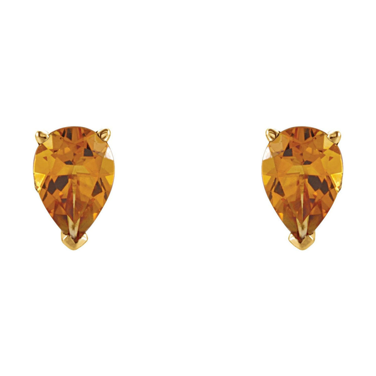14K Yellow Gold 7x5 mm Pear Natural Citrine Earrings