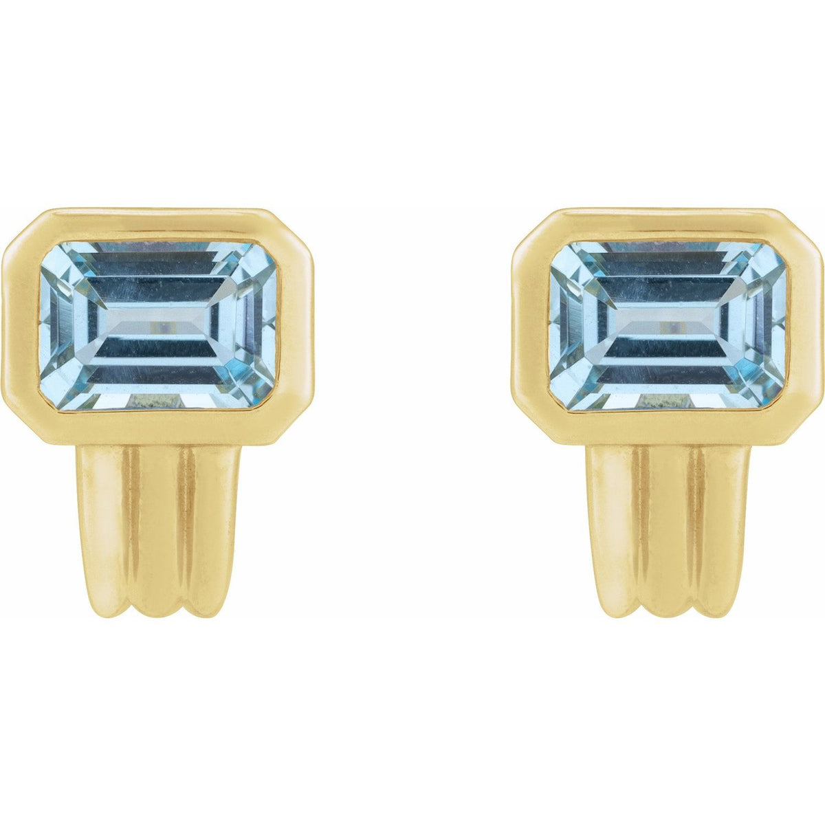 14K Yellow Gold Natural Sky Blue Topaz Earrings