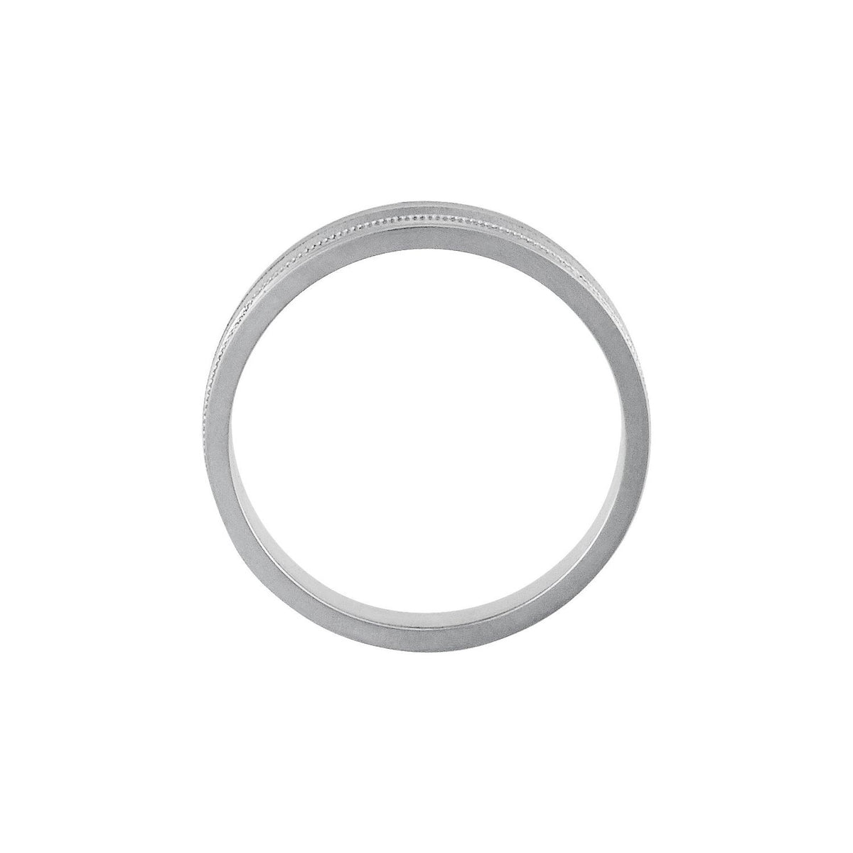 Platinum Milgrain Grooved Tapered Flat Band