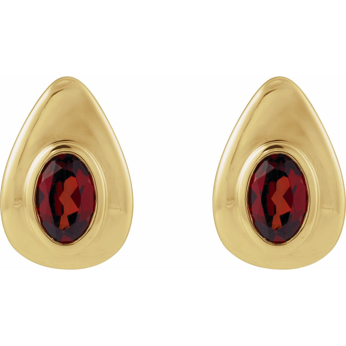 14K Yellow Gold Natural Mozambique Garnet Earrings, 5.9 mm x 12.5 mm