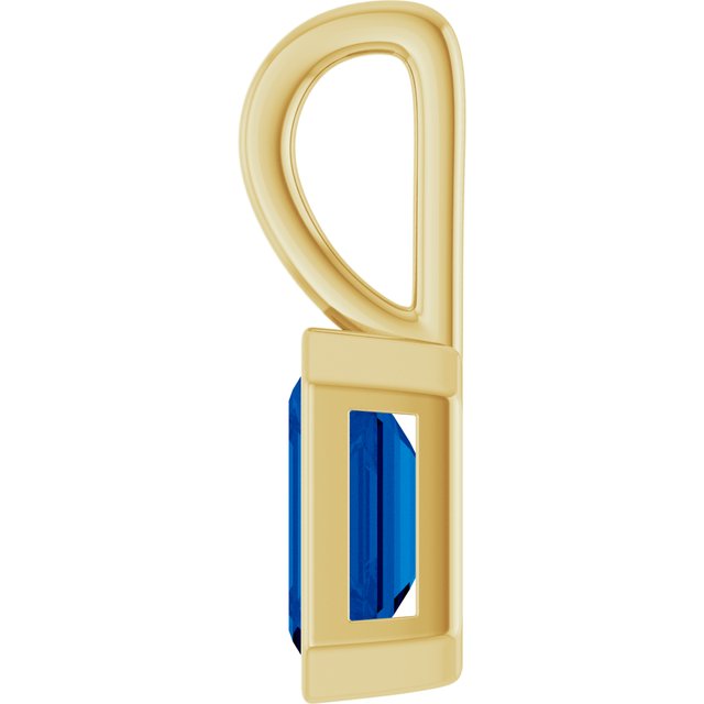 14K Yellow Gold Lab-Grown Blue Sapphire Pendant