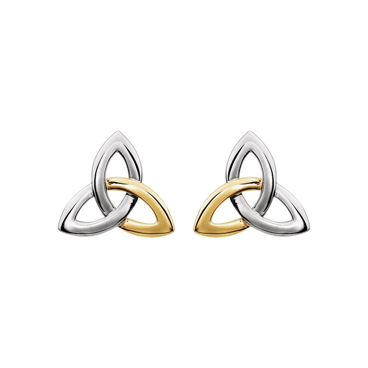 14K White/Yellow Gold Celtic-Inspired Trinity Earrings