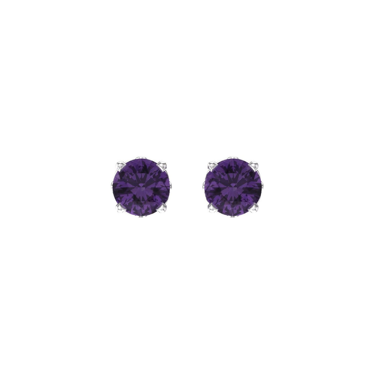 14K White Gold Natural Amethyst Scroll Setting® Stud Earrings