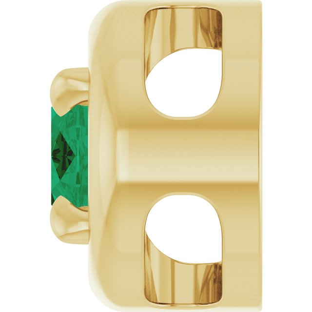 14K Yellow Gold 8x6 mm Lab-Grown Emerald Solitaire Slide Pendant