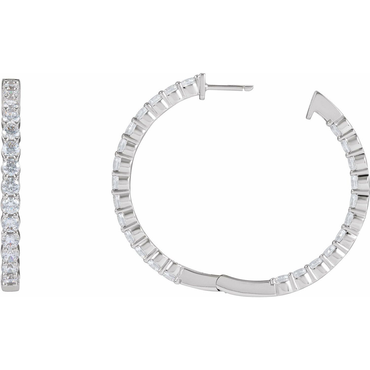 4 CTW Lab-Grown Diamond Inside-Outside Hinged Hoop Earrings