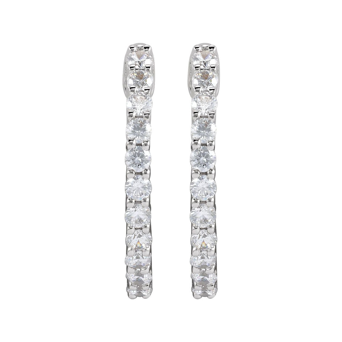 3/4 CTW Lab-Grown Diamond Inside-Outside Hinged Hoop Earrings