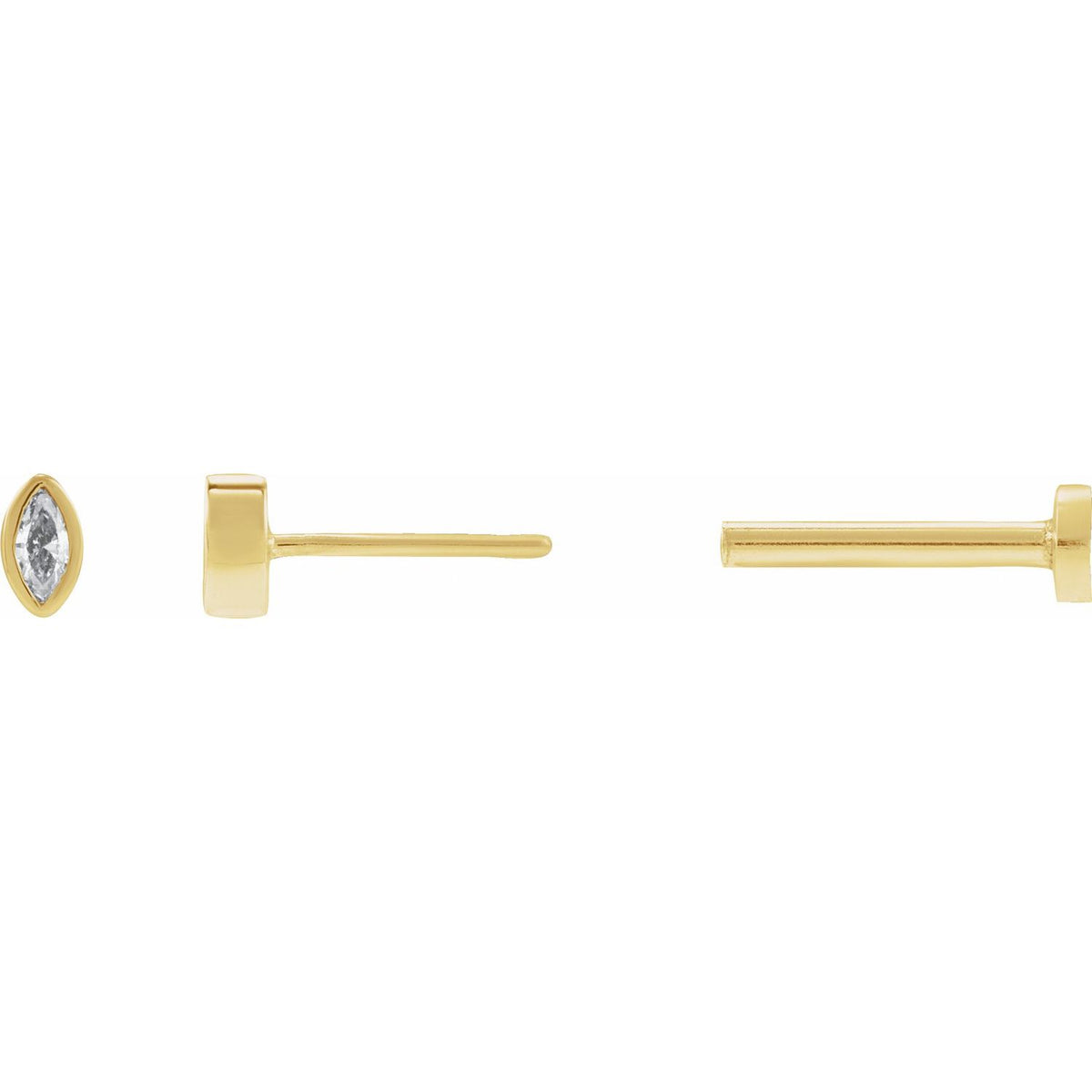 .02 CT Natural Diamond Press Fit Back Stud Earring