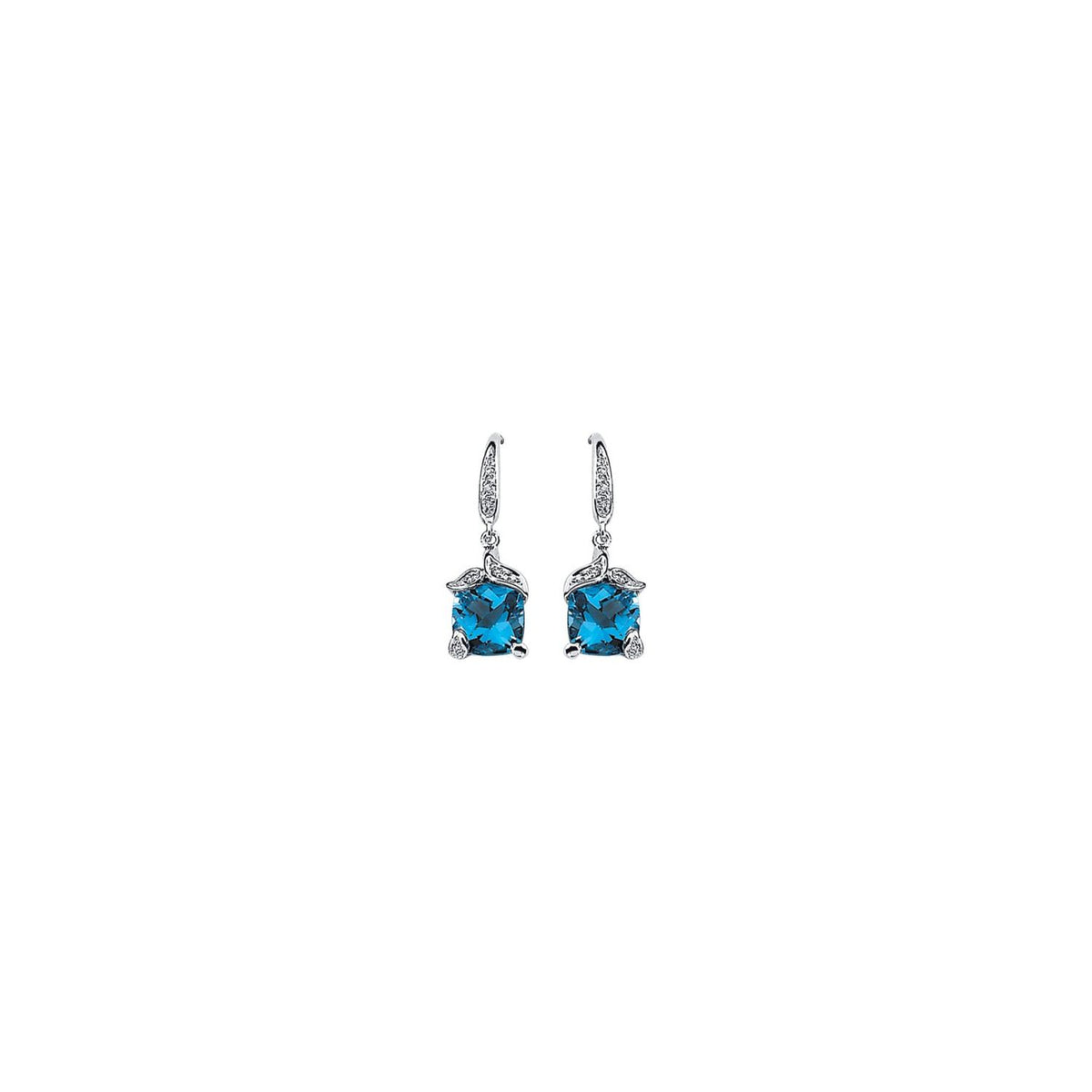 14K Yellow Gold Natural Swiss Blue Topaz & .06 CTW Natural Diamond Earrings