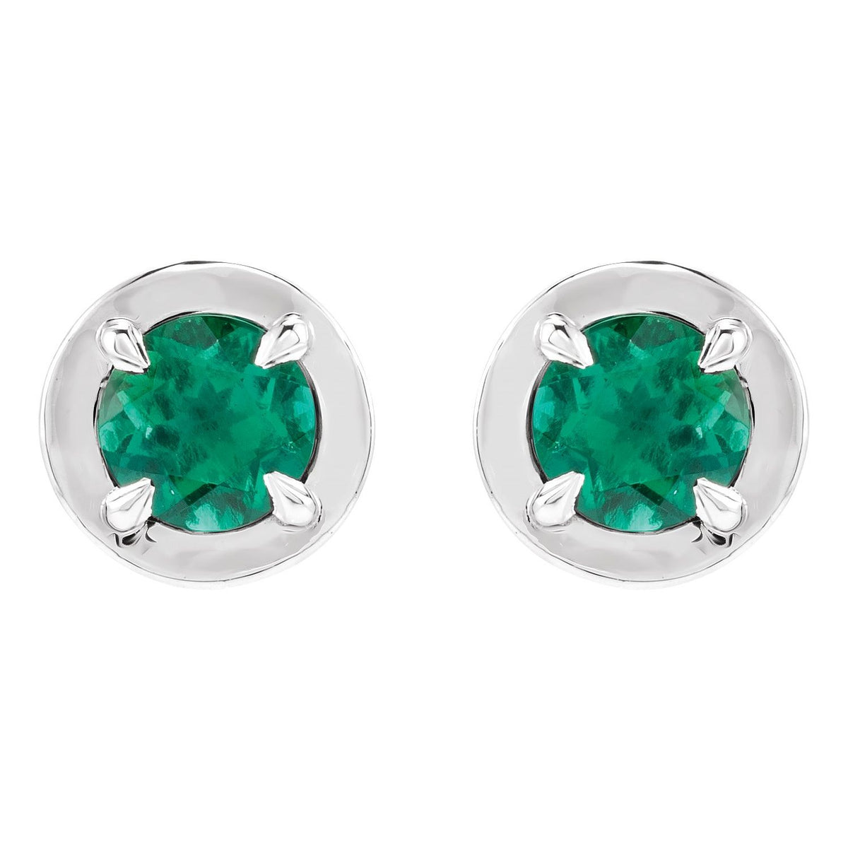 14K Rose Gold Lab-Grown Emerald Stud Earrings