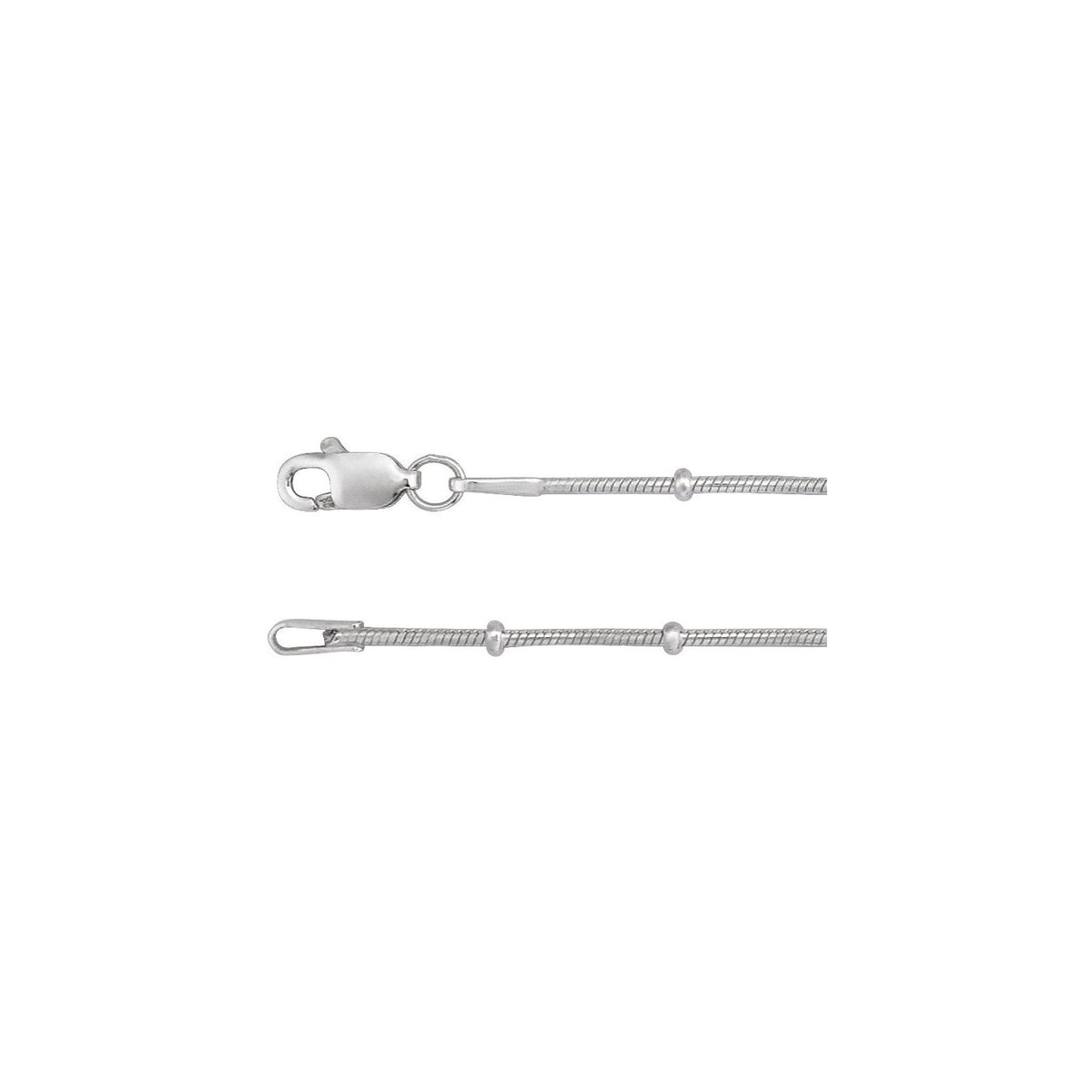 Sterling Silver Beaded Snake 20" Chain