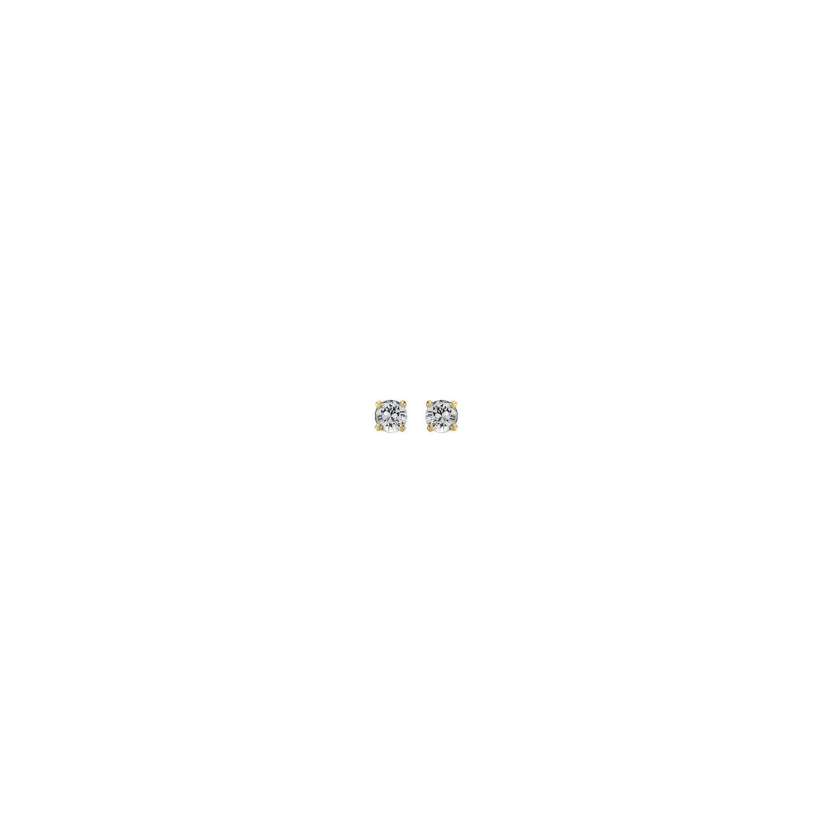 14K Yellow Gold Natural White Sapphire Stud Earrings, 4 mm x 4 mm
