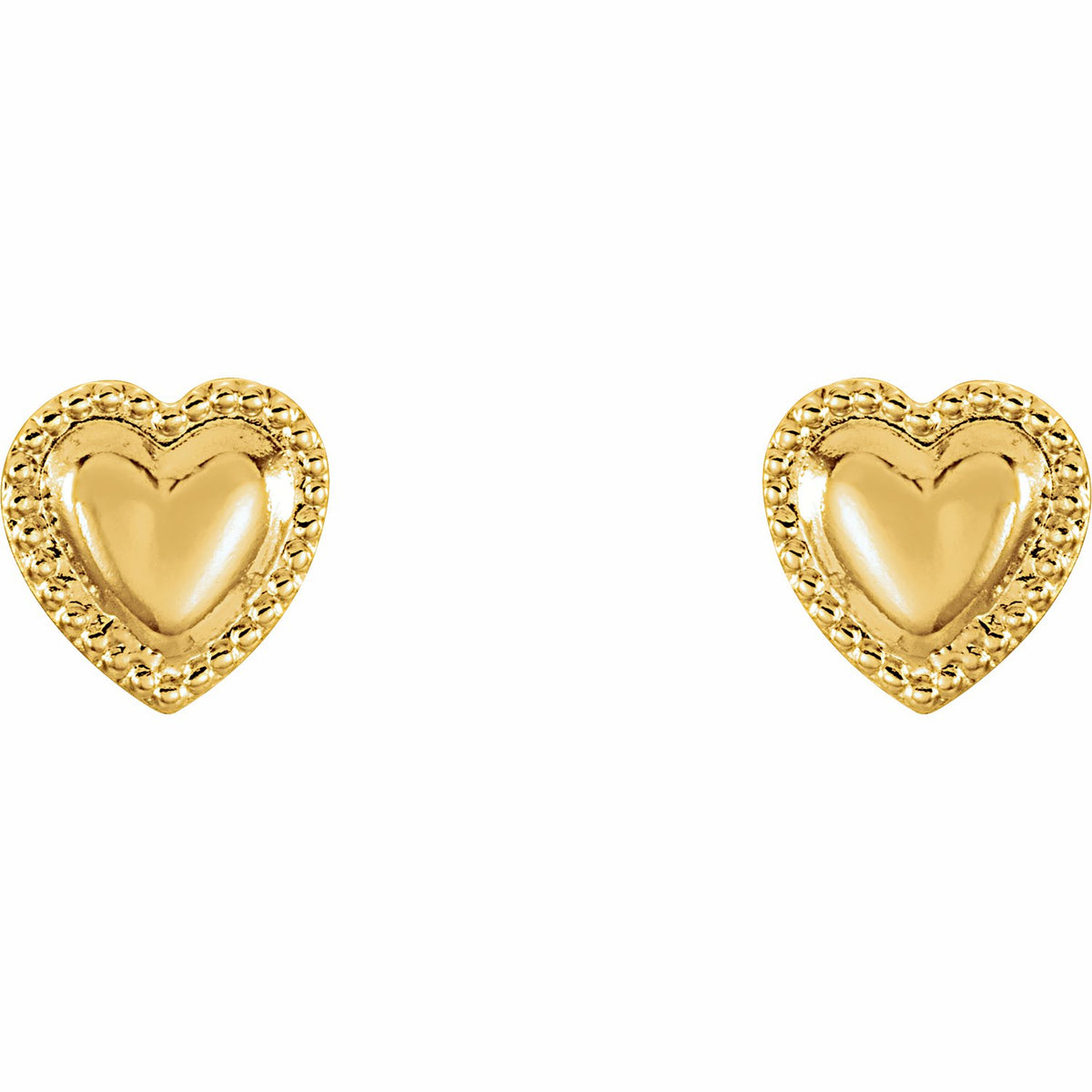 14K Yellow Gold Youth Heart Earrings