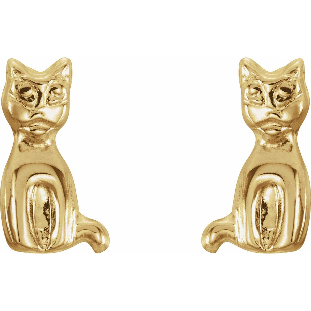 14K Yellow Gold Youth Cat Earrings