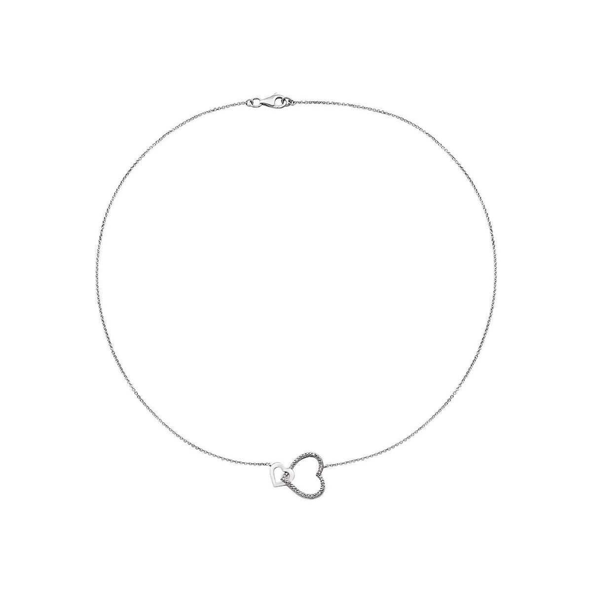 Sterling Silver .03 CTW Natural Diamond Interlocking Heart 18" Necklace
