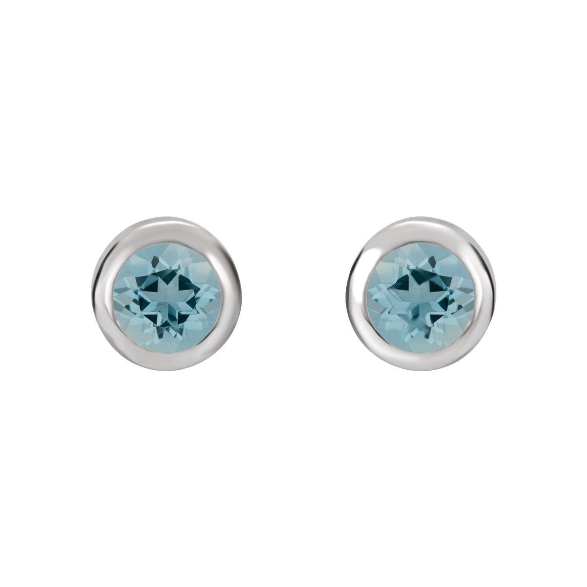 Natural Aquamarine Bezel-Set Earrings