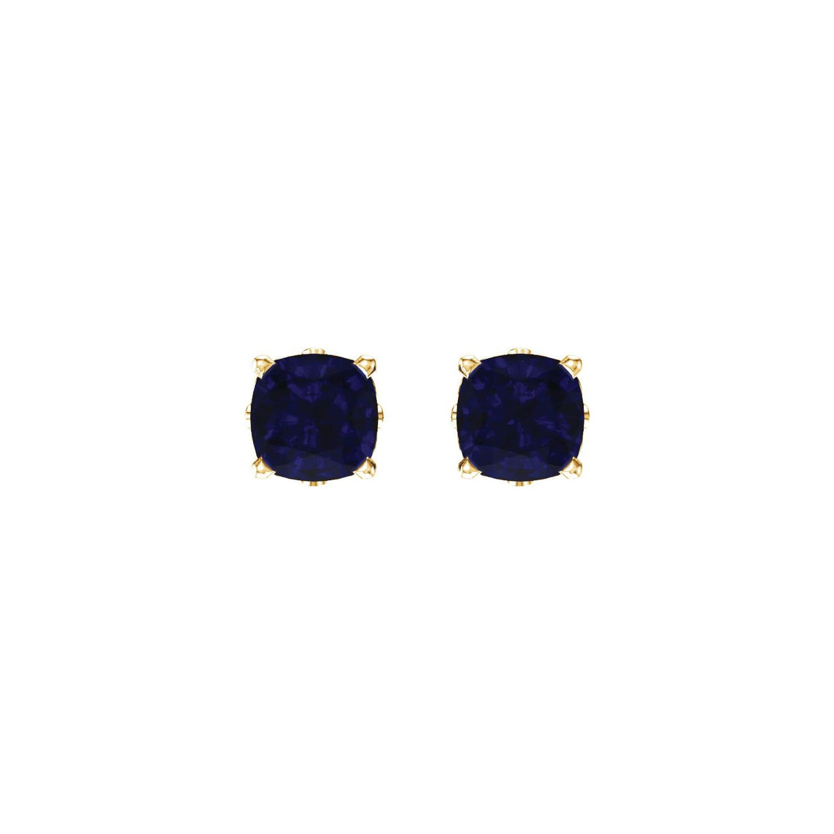 6x6 mm Cushion Lab-Grown Blue Sapphire Earrings