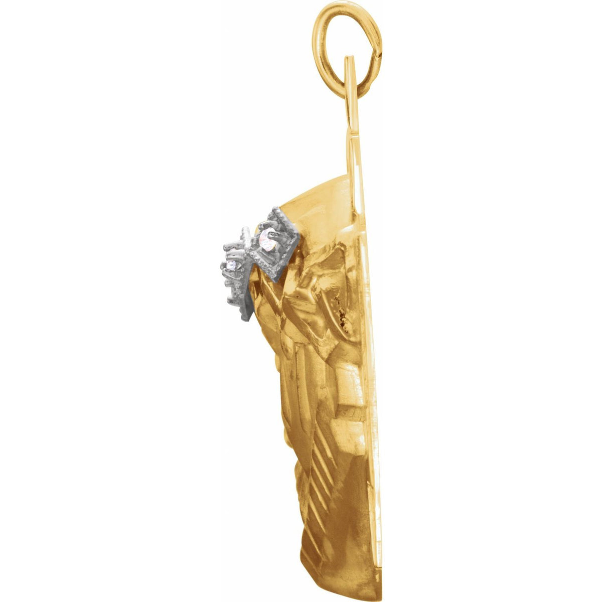 14K Yellow/White Gold .04 CTW Natural Diamond Face of Jesus Crown Cross Pendant