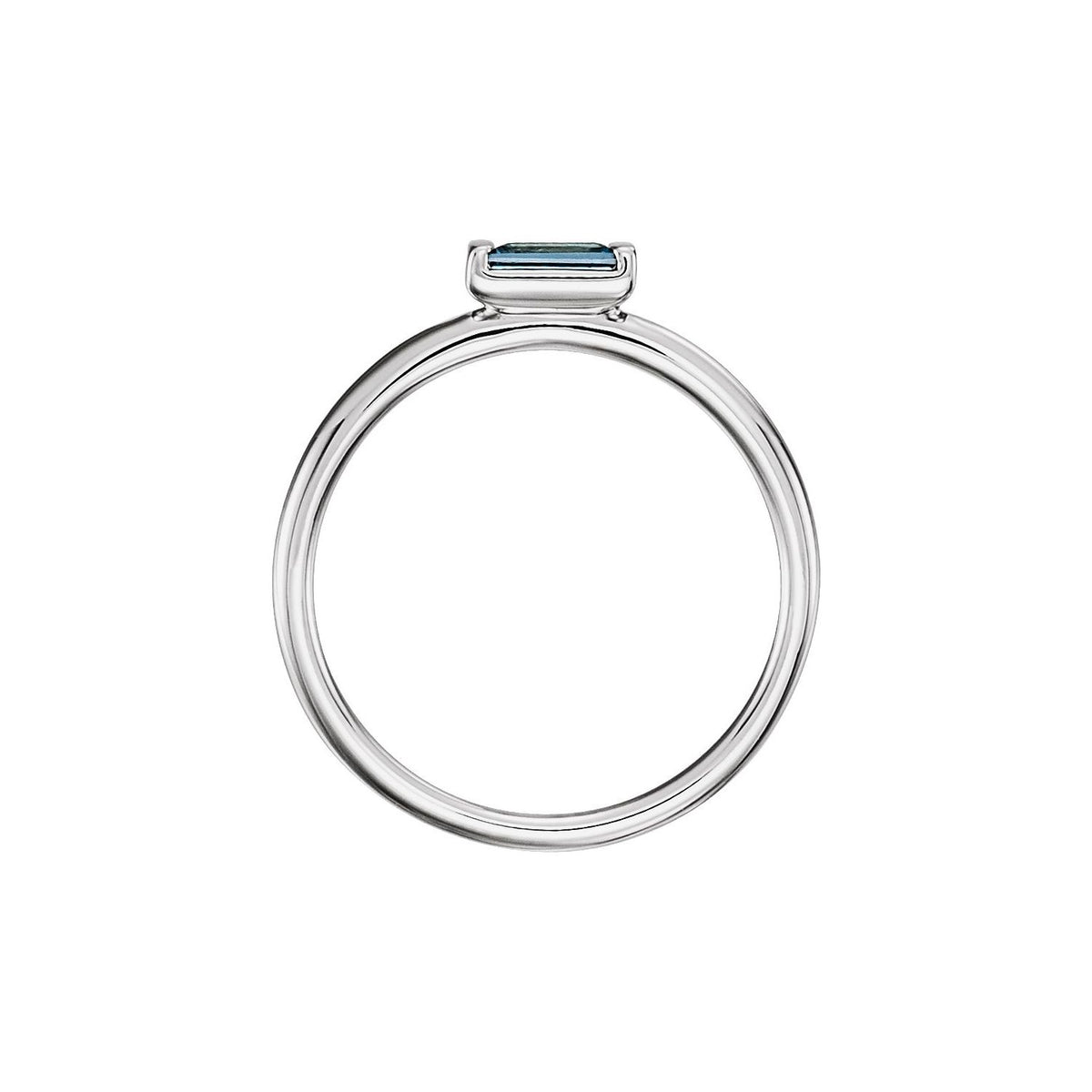 14K White Gold Natural London Blue Topaz Stackable Ring