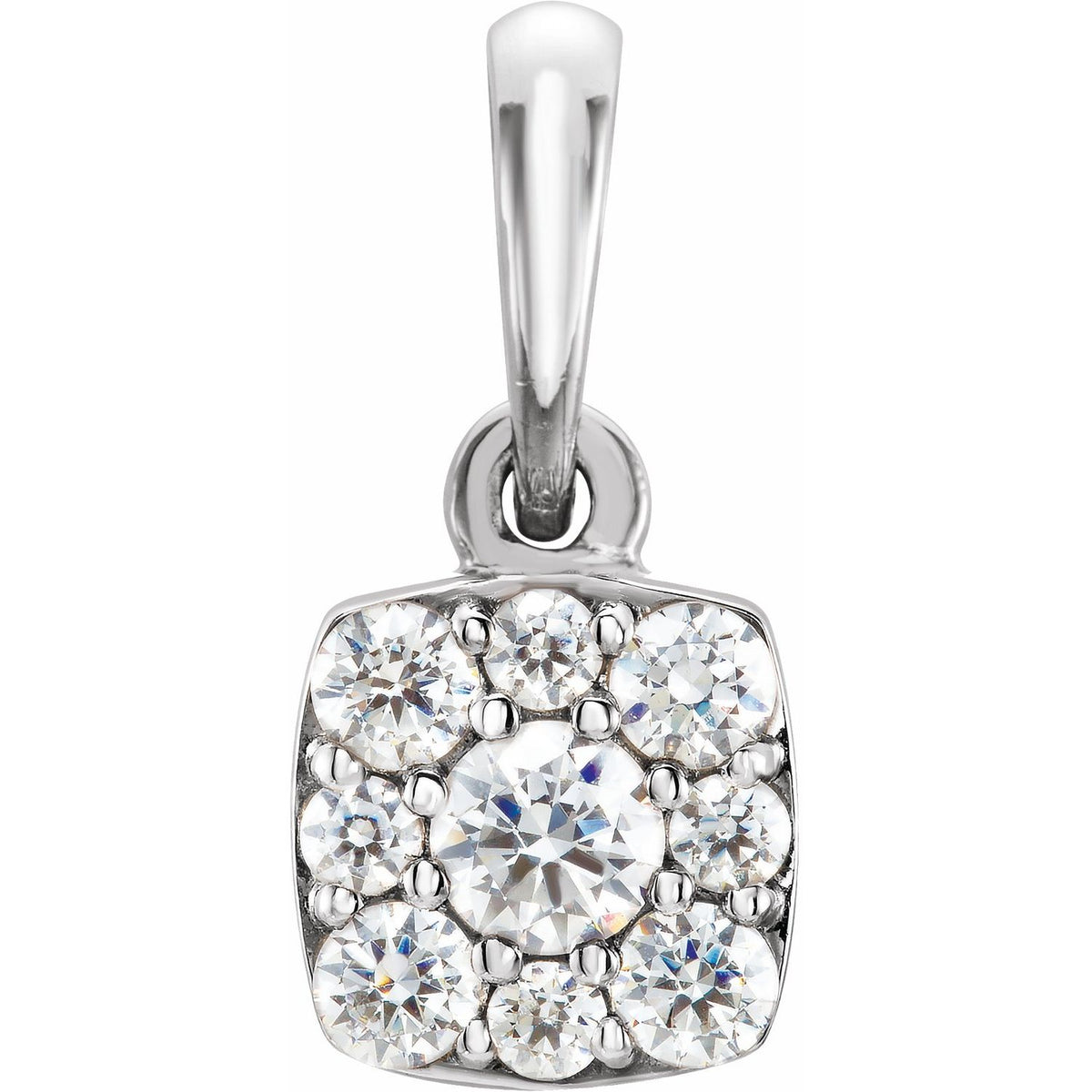 14K White Gold 1/4 CTW Natural Diamond Cluster Pendant, 12.4 x 5.9 mm