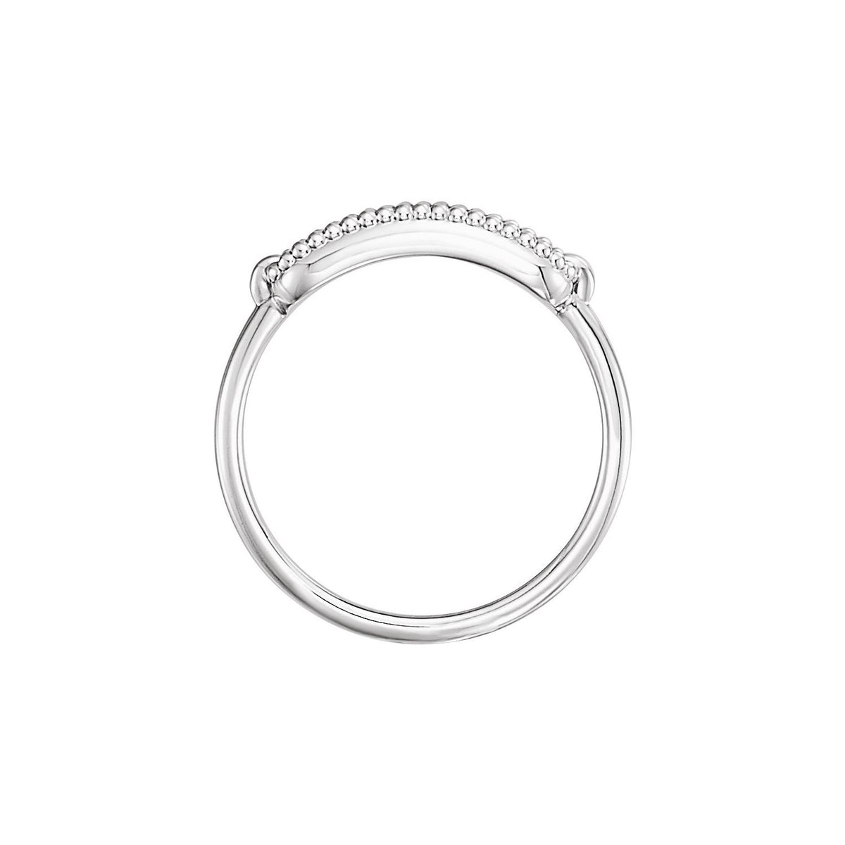 Sterling Silver 15x6 mm Rectangle Beaded Signet Ring
