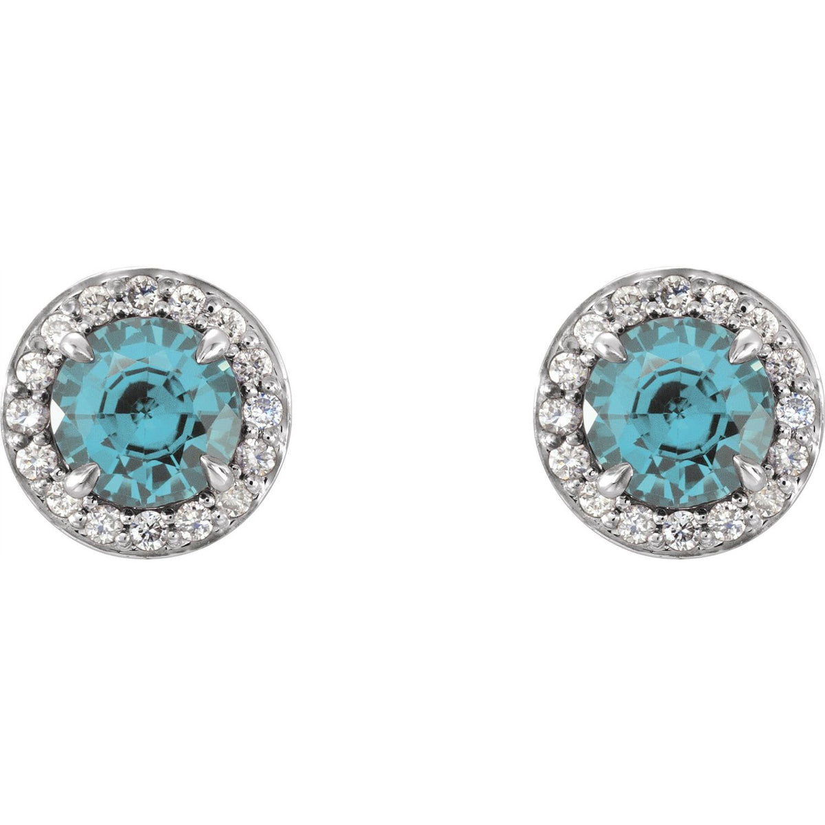 14K White Gold Natural Aquamarine & 1/8 CTW Natural Diamond Earrings, 7.6 mm x 7.6 mm
