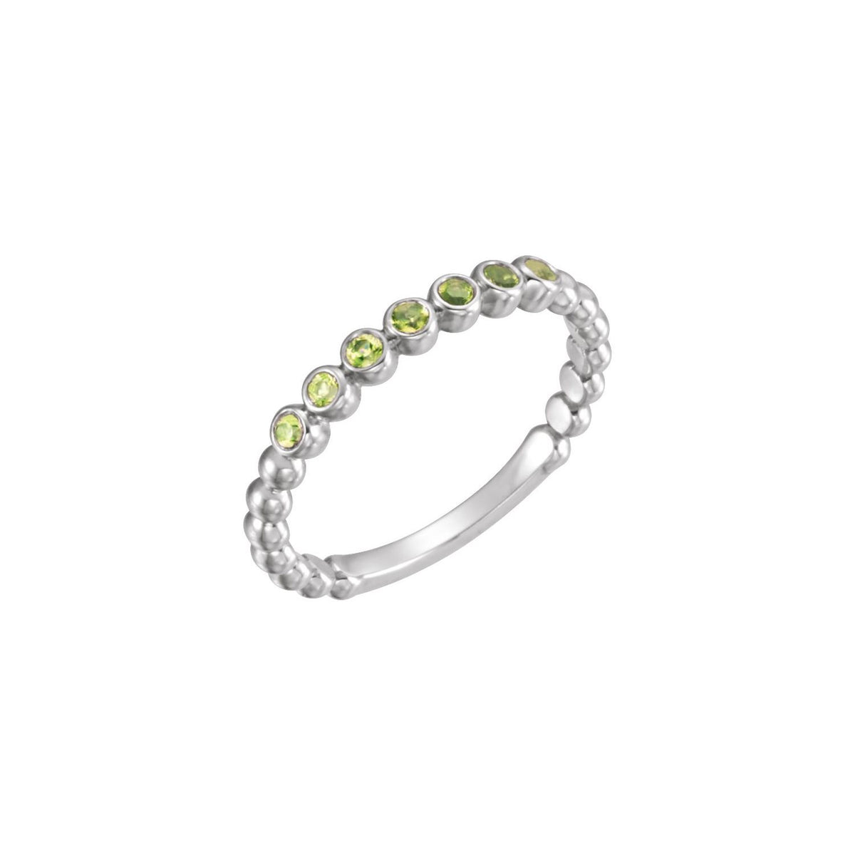 14K White Gold Natural Peridot Stackable Ring