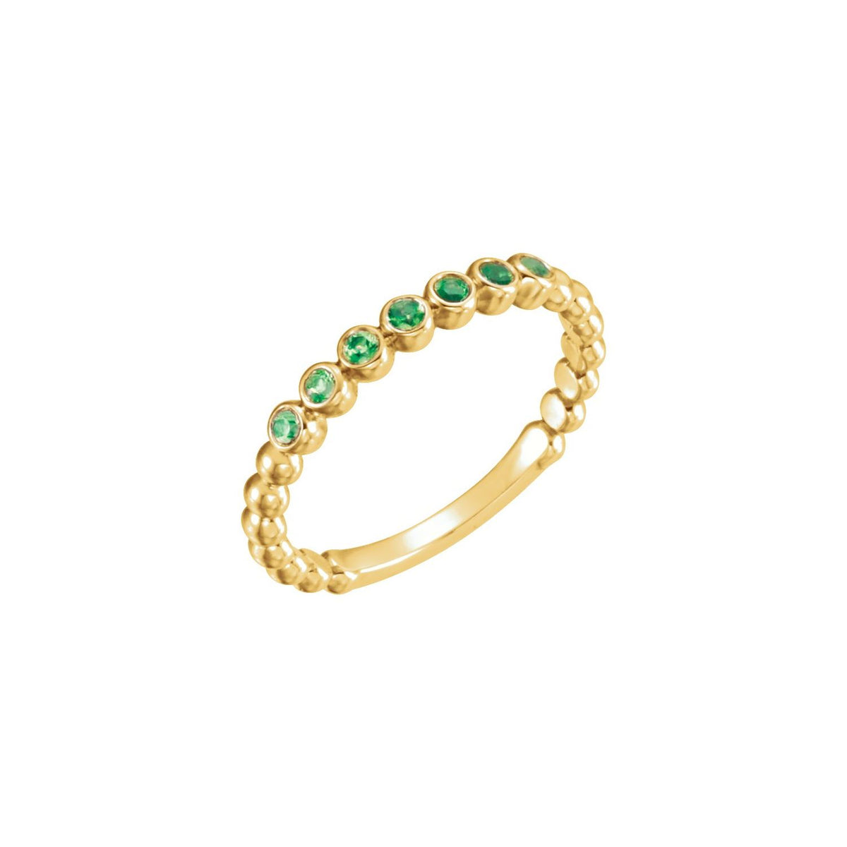 14K Yellow Gold Natural Emerald Stackable Ring