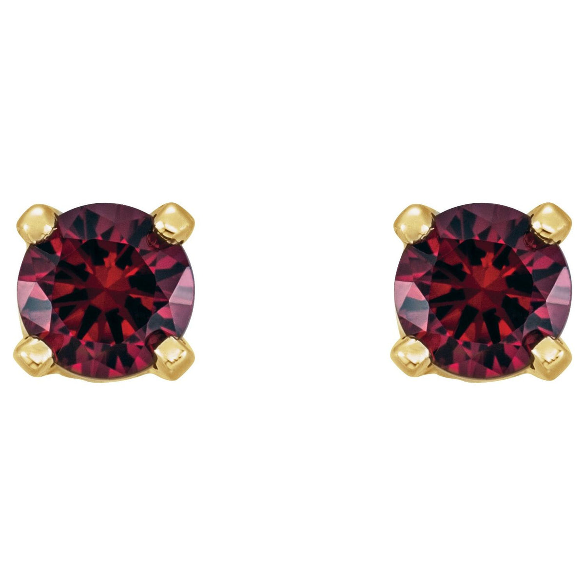 14K Yellow Gold Natural Ruby Youth Earrings