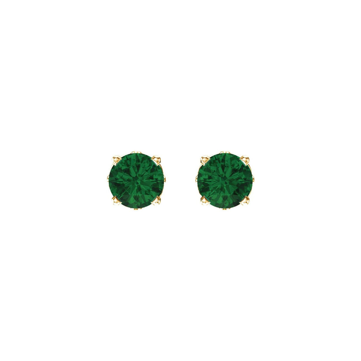 14K Yellow Gold Lab-Grown Emerald Scroll Setting® Stud Earrings